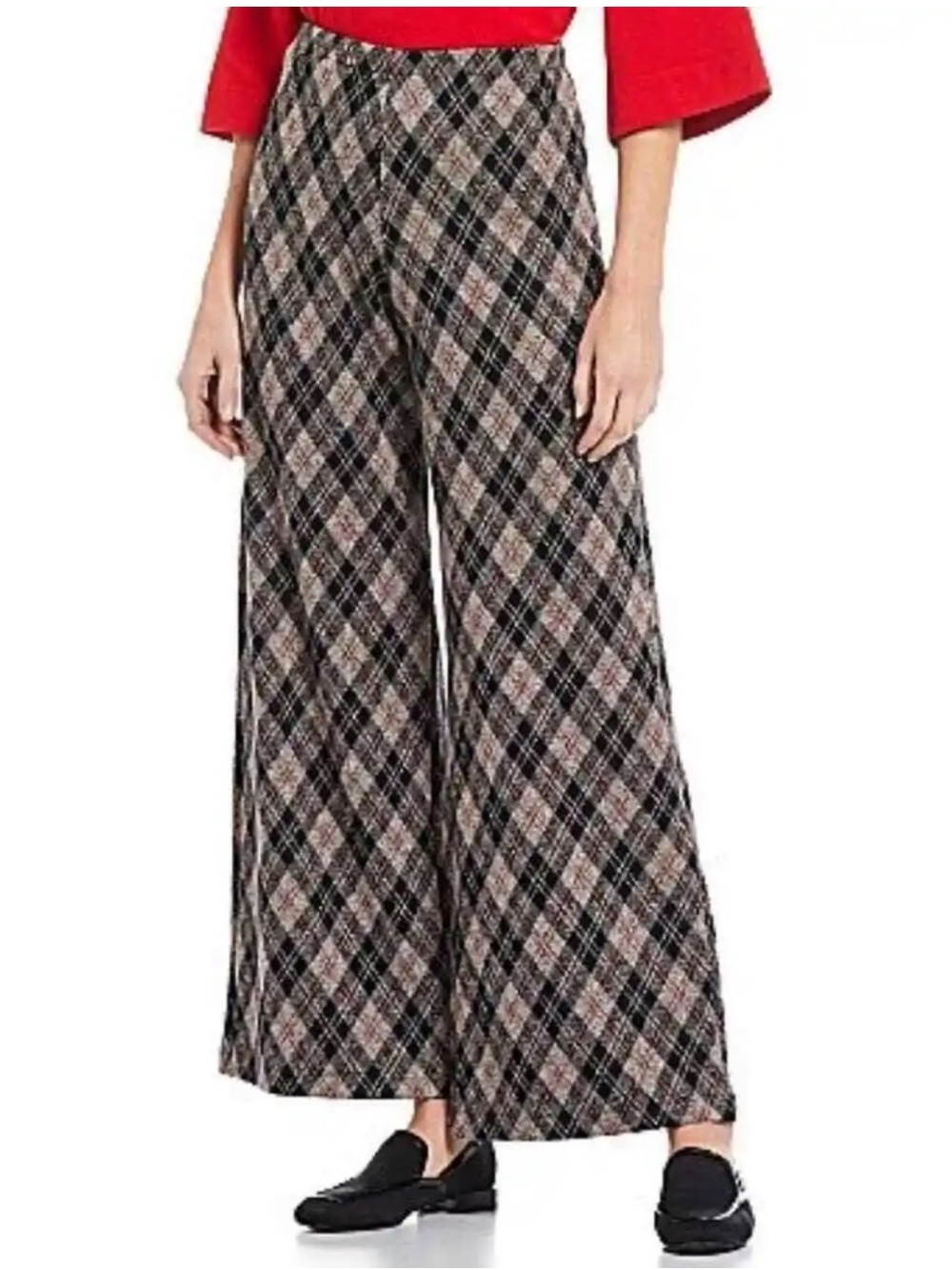 BRYN WALKER Palazzo Pants Argyle Plaid Size XXS